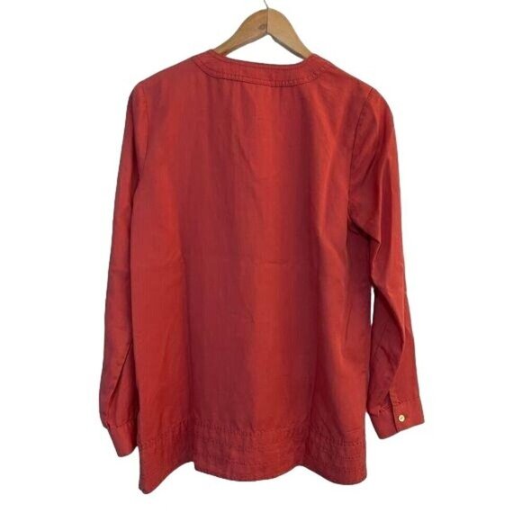 NWT J. Jill Long‎ Sleeve Shirt 100% Tencel Criss-Cross Tie Front Salmon XS - Picture 2 of 4